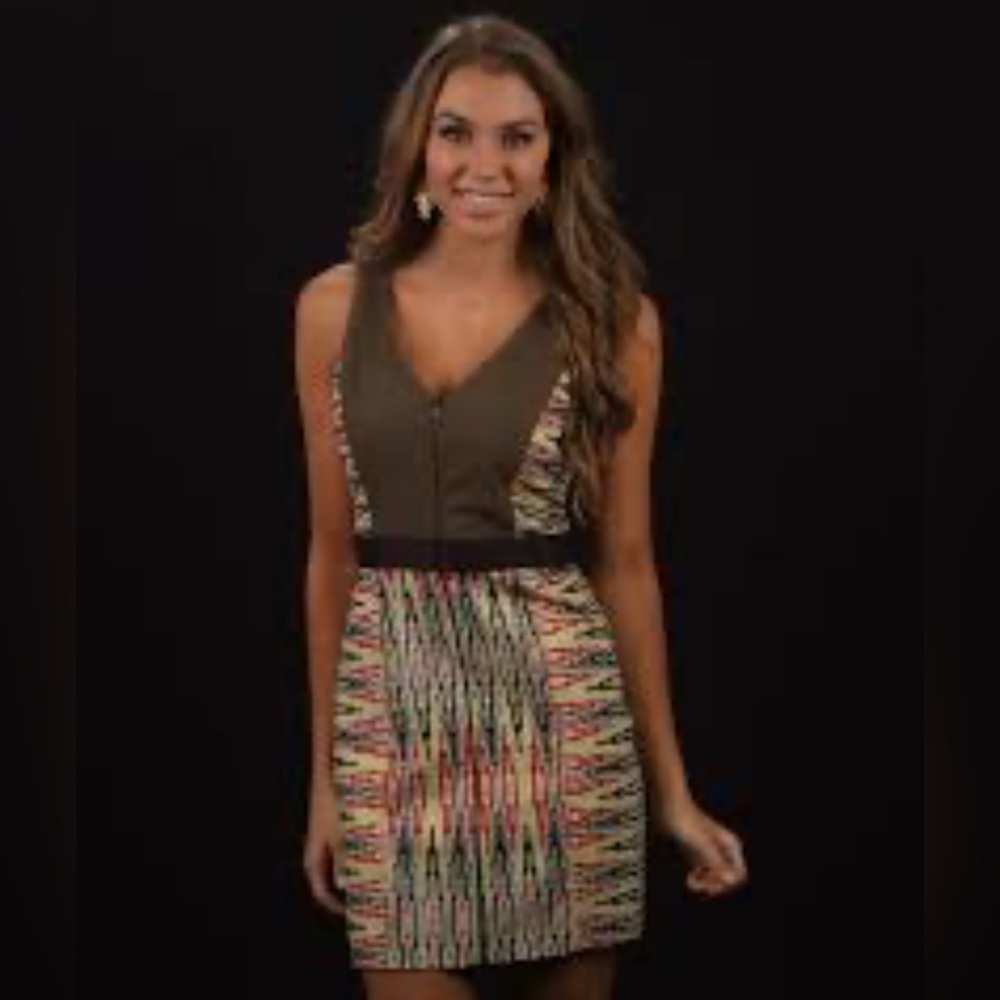 RACHEL Rachel Roy Brown and Multicolor Mini Dress <<<<<135>>>>>>>
